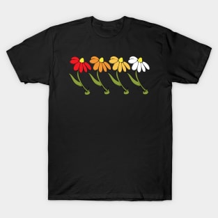 Fall Daisy Illustration Autumn Colours Line Up T-Shirt